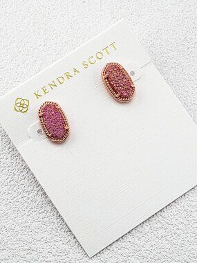 Kendra Scott Yellow-Brown Quartz Point Stud Earrings